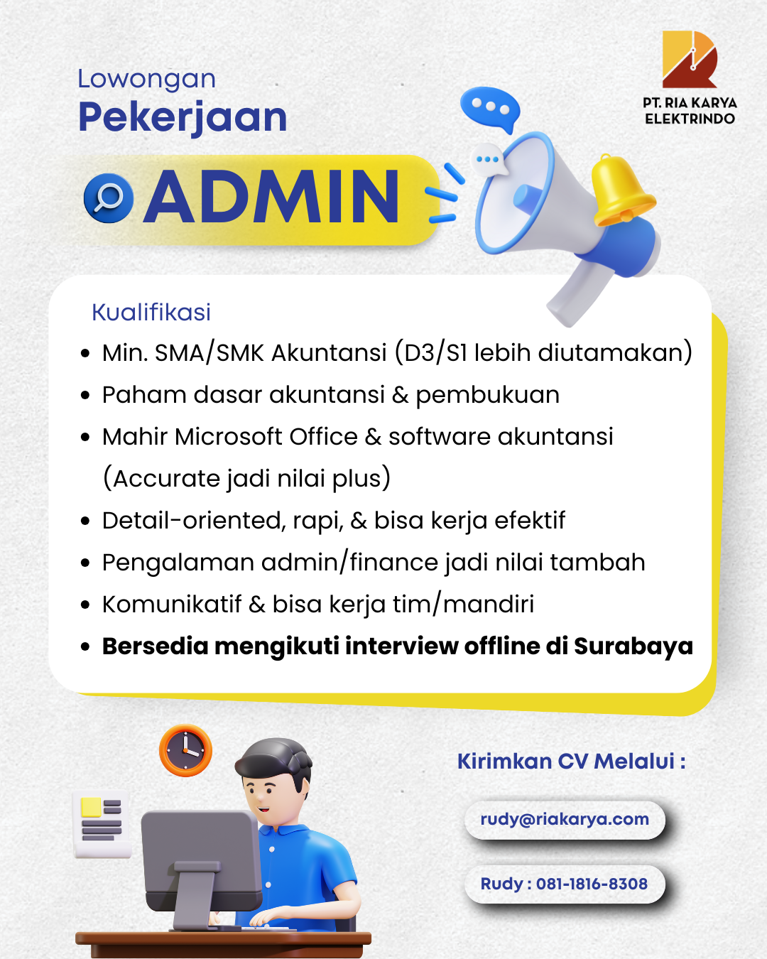 Karir PT Ria Karya Elektrindo 2 admin