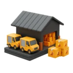 Warehouse Distribution with Orange Trucks