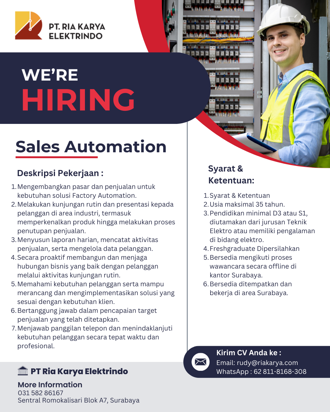 Karir PT Ria Karya Elektrindo 1 Sales Automation